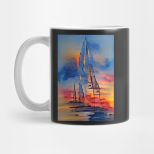 STUNNING WATERCOLOR SAILBOAT AT SUNSET Mug